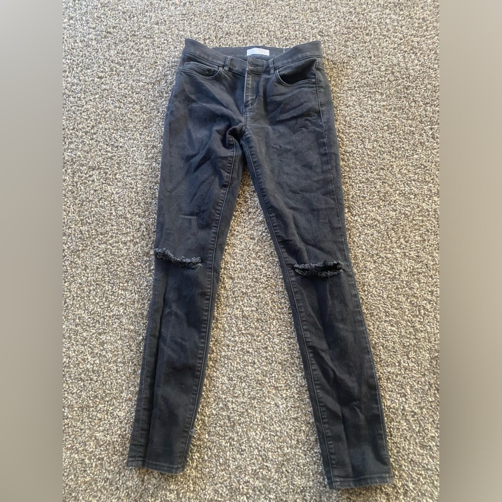Womens The Loft Black Skinny Jeans Ripped size 0 25